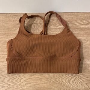 Women's Ribbed Brown Sports Bra